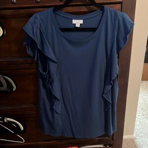 J. Jill Blue Ruffled Blouse